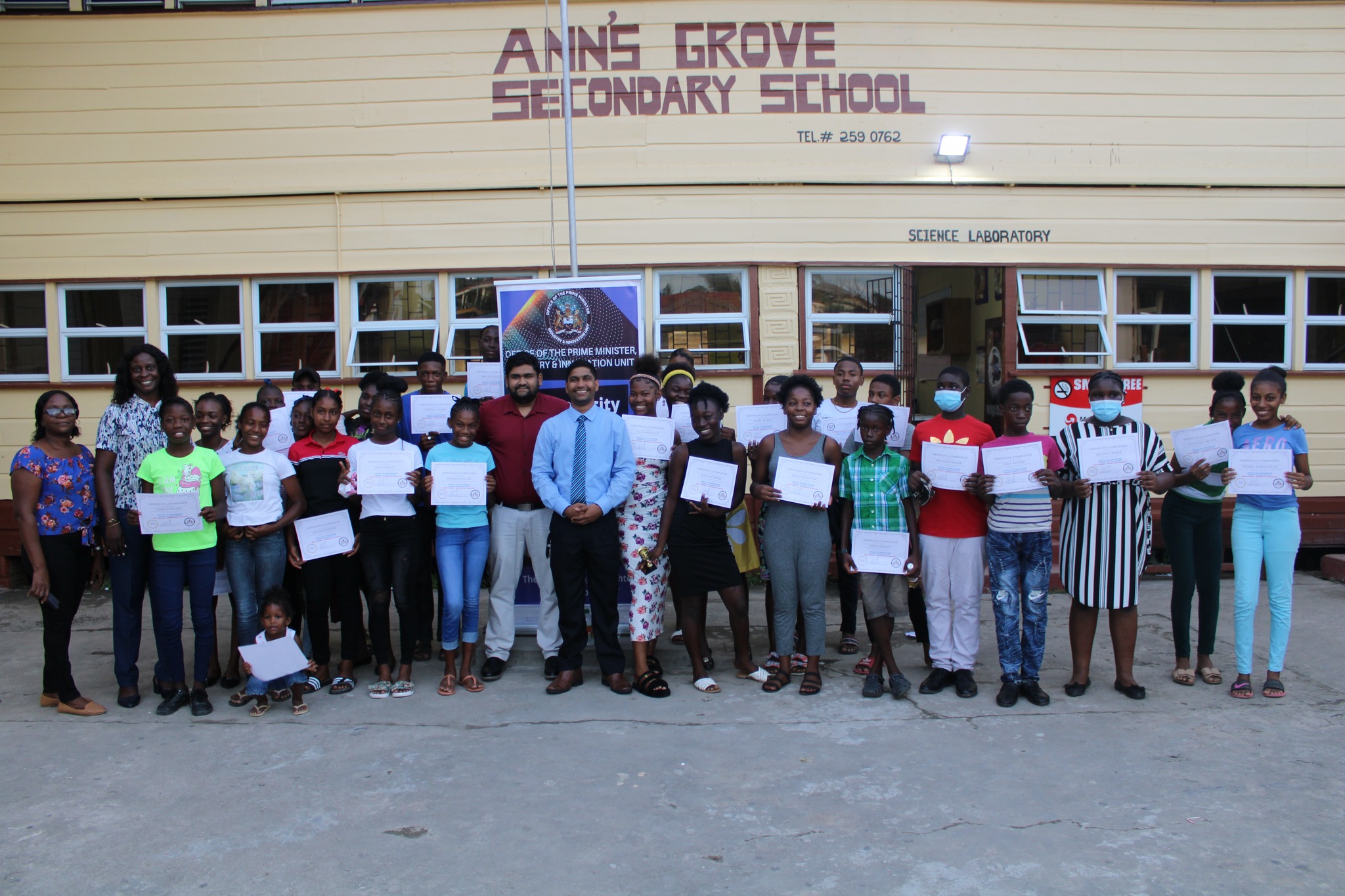 June 21st, forty-seven teenagers and young adults from the Ann’s Grove Community on the East Coast Demerara graduated from the Unit’s Basic ICT Literacy Training Programme.